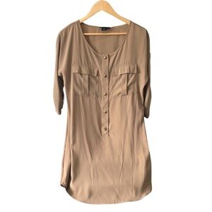 APOSTROPHE Tan Shirt Dress